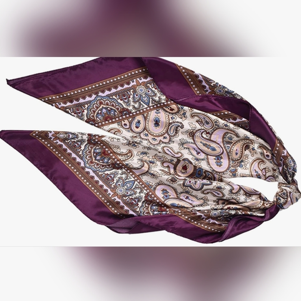 Purple Paisley Silky Scarf